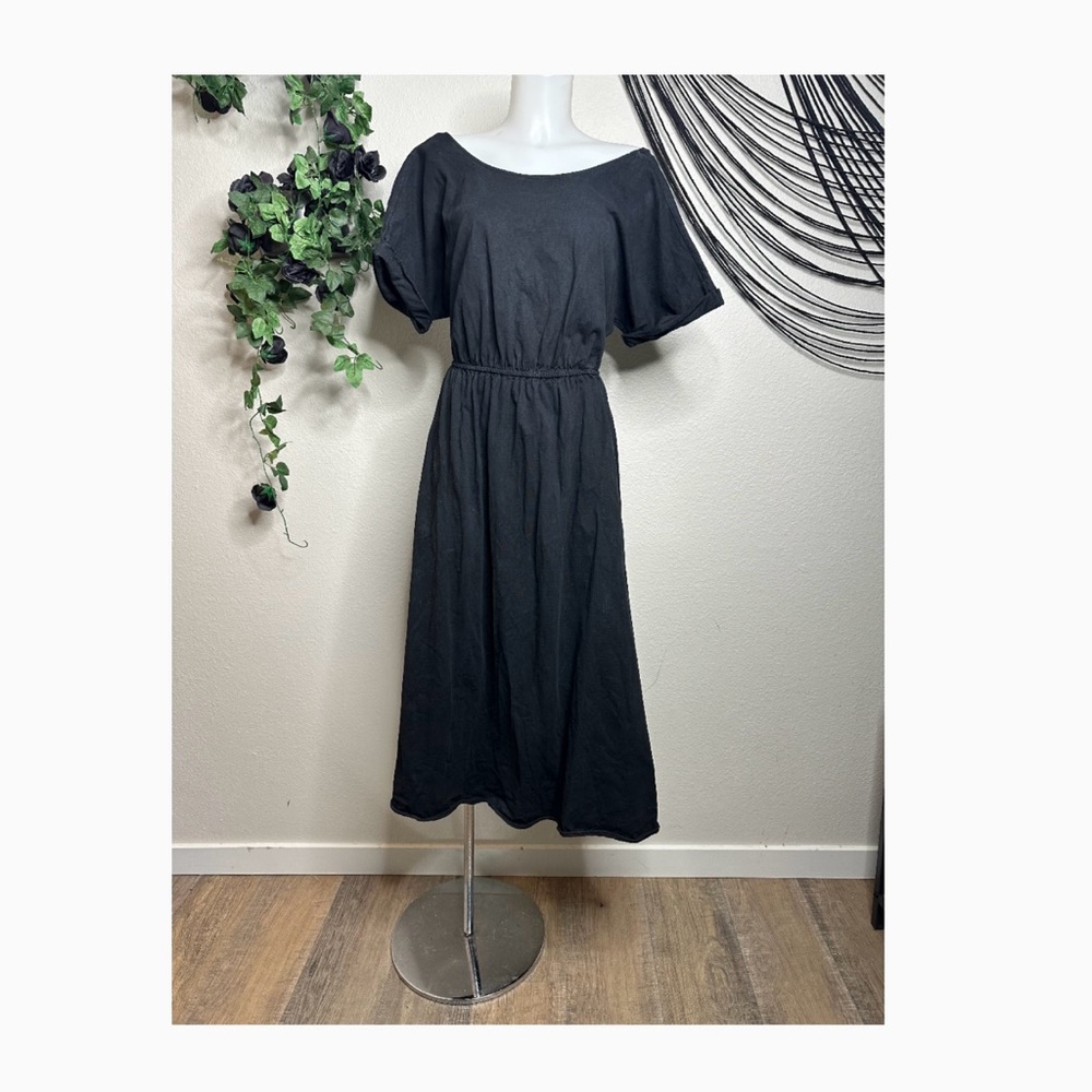 Free People Black Midi Sundress with Dolman Sleeves